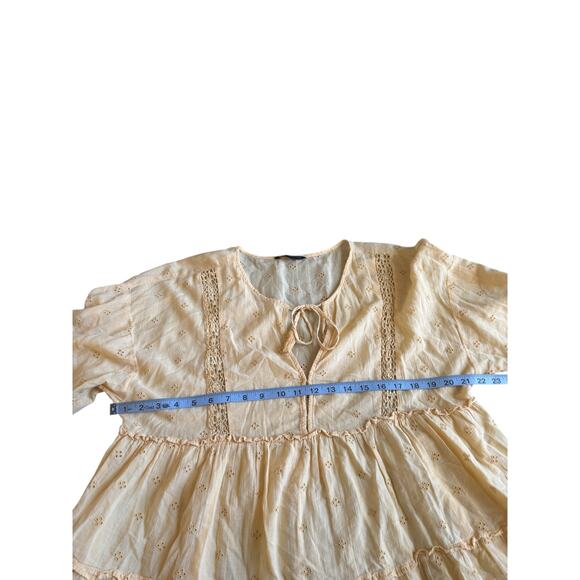 American Eagle Blouse Yellow Eyelet Long Sleeve Dainty Girly Soft Girl Large - Picture 10 of 12